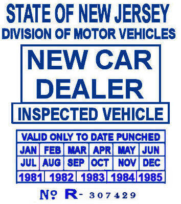 (image for) 1981-85 New Jersey New Car Dealer sticker